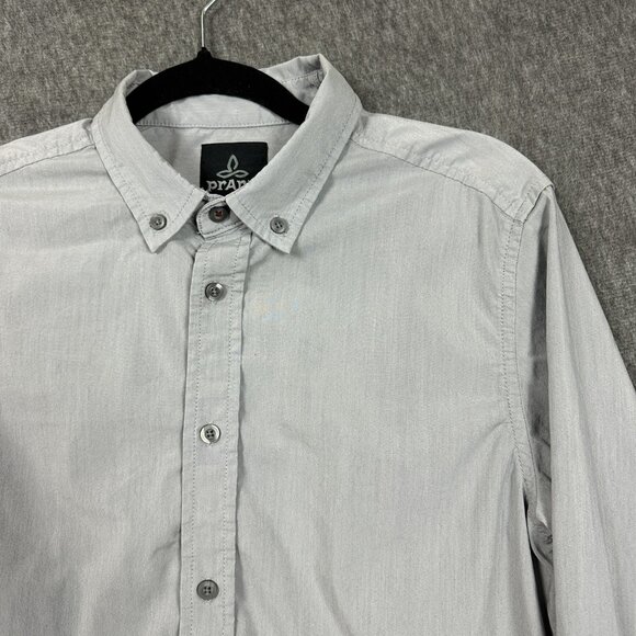 Prana Shirt Mens Small Gray Long Sleeve Button Down Sustainable Stretch Casual - Picture 3 of 13